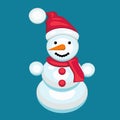 Snowman with a scarf in a red cap