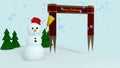Snowman scene Christmas greetings card Royalty Free Stock Photo