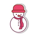 Snowman with shadow and red hat