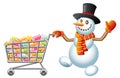 Snowman and shoppingcart