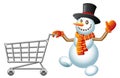 Snowman and shoppingcart Royalty Free Stock Photo