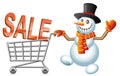 Snowman and shoppingcart Royalty Free Stock Photo