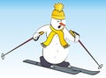 Snowman and ski, humorous vector illustration Royalty Free Stock Photo