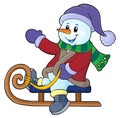 Snowman on sledge theme image 1