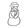 Snowman smiling vector illustration sketch doodle hand drawn wit Royalty Free Stock Photo