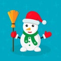 Snowman, snow man vector flat design illlustration