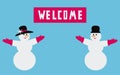 Snowman and snow woman invite. Vector illustration Royalty Free Stock Photo