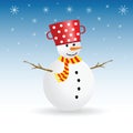 Snowman with snowflake color vector illustration
