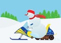 Snowman on a snowmobile