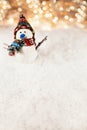 Snowman On Snowy Background Royalty Free Stock Photo