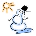 Snowman and spring madness Royalty Free Stock Photo