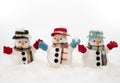 Snowman is standing in snowfall, Merry Christmas and happy New Year concept Royalty Free Stock Photo