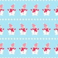 Snowman with stars seamless pattern on blue background. Royalty Free Stock Photo