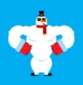 Snowman strong. Snowman Serious Powerful. hard sport New Year an