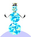 Snowman in the style of the polygon. Winter character in the classic bowler hat