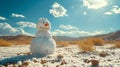 Snowman Surrounded by Desert Sands