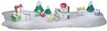 Snowman with a Red Pot Surrounded by Square Boxes with Glossy Bow: Long web banner format. Royalty Free Stock Photo