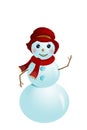 A snowman, a symbol of winter, Christmas, New Year and merry holidays. For the design of postcards, gifts, posters
