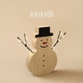 Snowman and text merry christmas in french Royalty Free Stock Photo