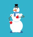 Snowman thumbs up winks emoji. New Year and Christmas vector ill