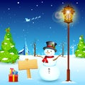 Snowman under Lamp post