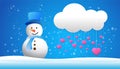 Snowman vector illustration, happy valentine day,pink heart