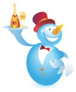 Snowman-waiter with champagne