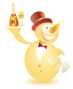 Snowman-waiter with champagne gold