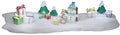 Snowman with a Warm Knited Cap Surrounded by Square Boxes with Glossy Bow: Long web banner format. Royalty Free Stock Photo