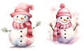 Snowman Watercolor Clipart Royalty Free Stock Photo