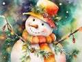 Snowman Watercolor Illustration