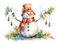 Snowman Watercolor Illustration