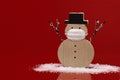 Snowman wearing a face mask Royalty Free Stock Photo