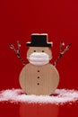 Snowman wearing a face mask Royalty Free Stock Photo
