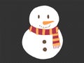 Snowman wearing hat and scarf smile in snowy landscapes isolate on falling snow background, graphic resources for Christmas,