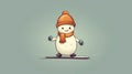 A snowman wearing a hat and scarf on top of the board, AI Royalty Free Stock Photo