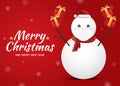 Snowman wearing mask with Merry Christmas and Happy New Year Royalty Free Stock Photo