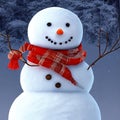 Snowman wearing red scarf, AI generated.