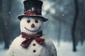 snowman wearing a red scarf and top hat Royalty Free Stock Photo