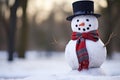 snowman wearing a red scarf and top hat Royalty Free Stock Photo