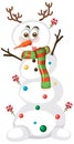 Snowman wearing reindeer horns cartoon character Royalty Free Stock Photo