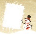 Snowman with white banner. Royalty Free Stock Photo