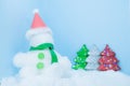 Snowman white christmas day blue background