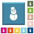 Snowman white icons on edged square buttons
