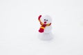 Snowman white on snow from