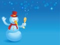 Snowman with wineglass on blue Royalty Free Stock Photo