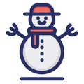 snowman, winter, Christmas, iceman Isolated Vector icon which can easily modify or edit Royalty Free Stock Photo