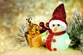 Snowman is winter fun and Christmas gift. Snow sculpture created by cheerful children from snow balls. Modeling snowmen creative Royalty Free Stock Photo