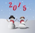 Snowman and woman with hanging 2015