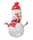 Snowman in xmas red hat isolated Royalty Free Stock Photo